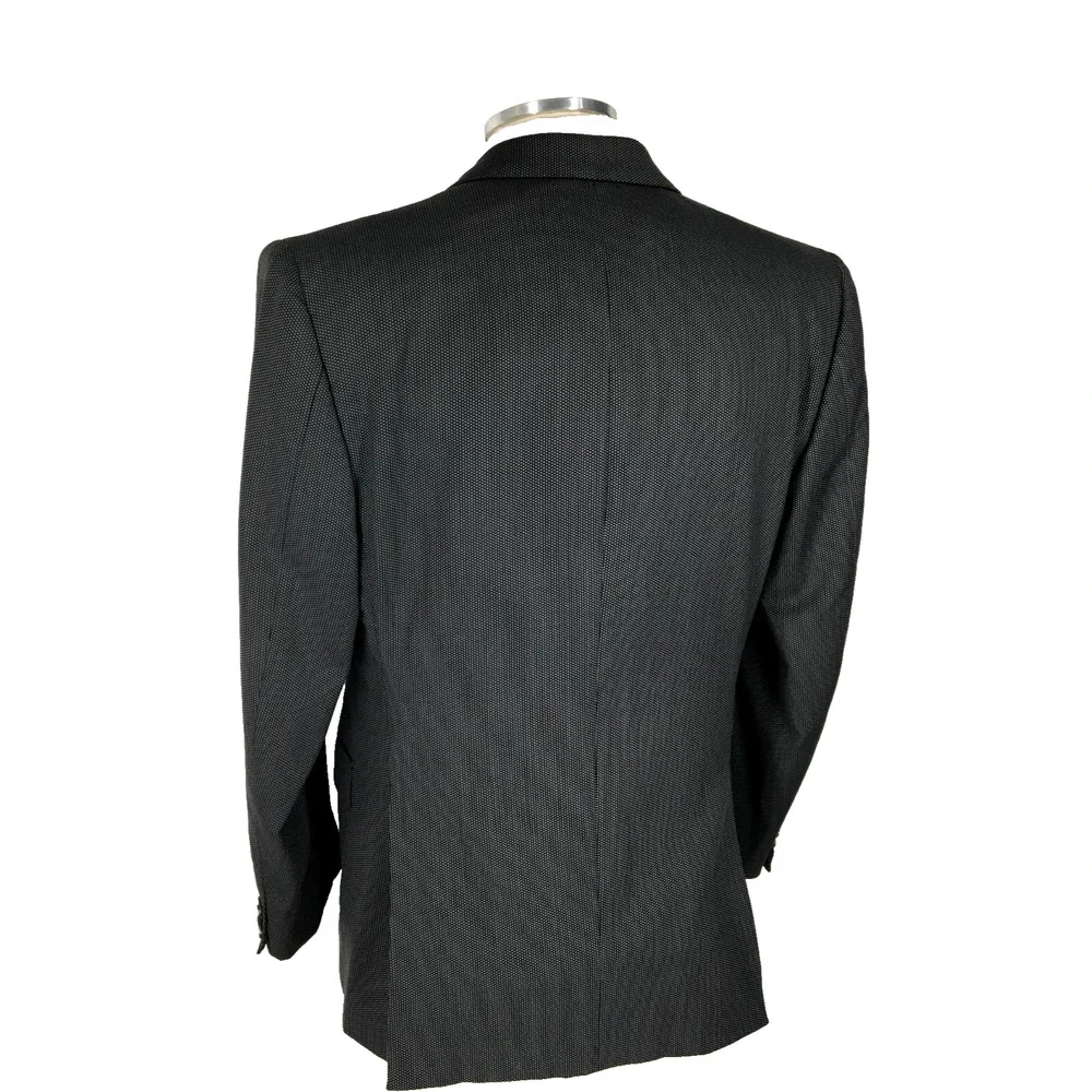 40R-41R Brioni Italy Roma Mens 2 Bttn Vtg 100% Wool Blazer Birdseye Pencil Gray
